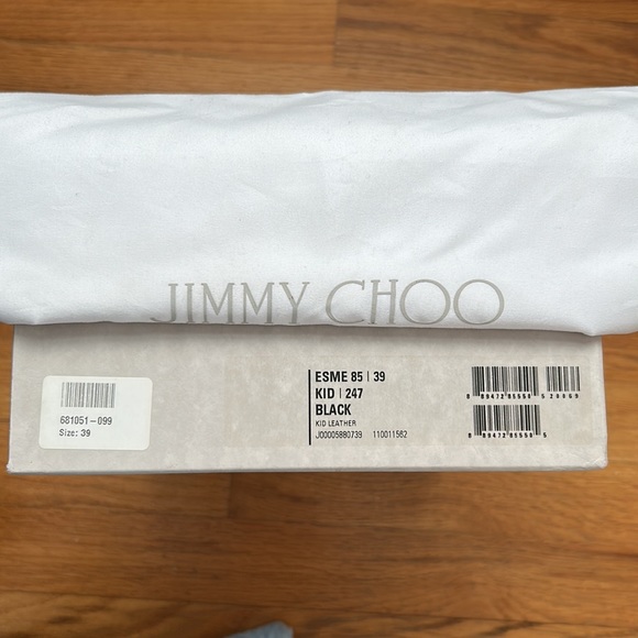 Jimmy Choo Esme 85 Black Leather Round Toe Pump - Picture 2 of 11